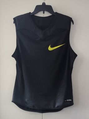 Nike Men’s Black Tank Top with Yellow Swoosh